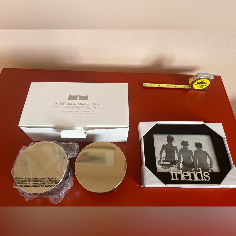 Z Gallerie Black and Gold Ceramic Storage Set & Friends Picture Frame both NWT💰
